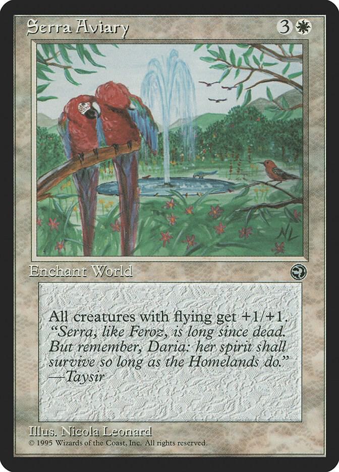 Serra Aviary card from Homelands