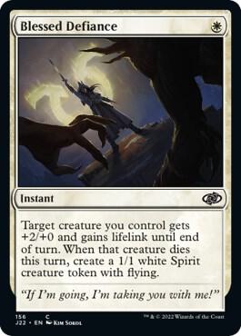 Blessed Defiance 156 card from Jumpstart 2022
