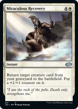 Miraculous Recovery 217 card from Jumpstart 2022