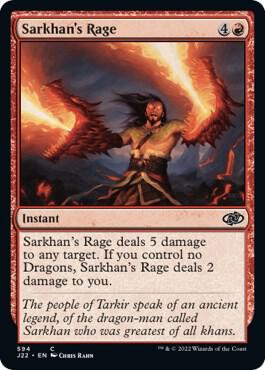 Sarkhan's Rage 594 card from Jumpstart 2022