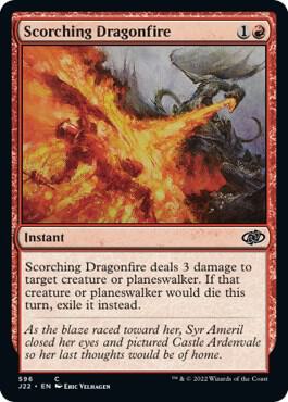 Scorching Dragonfire 596 card from Jumpstart 2022