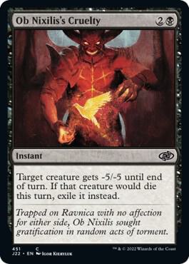 Ob Nixilis's Cruelty 451 card from Jumpstart 2022