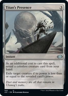 Titan's Presence 749 card from Jumpstart 2022