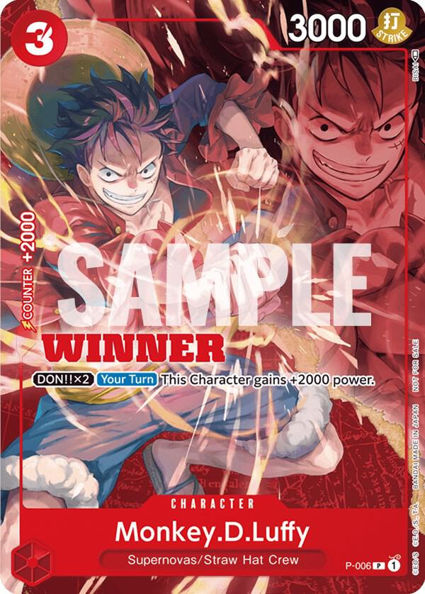 Monkey.D.Luffy (Winner Pack Vol. 1) P-006 card from One Piece Promotion Cards