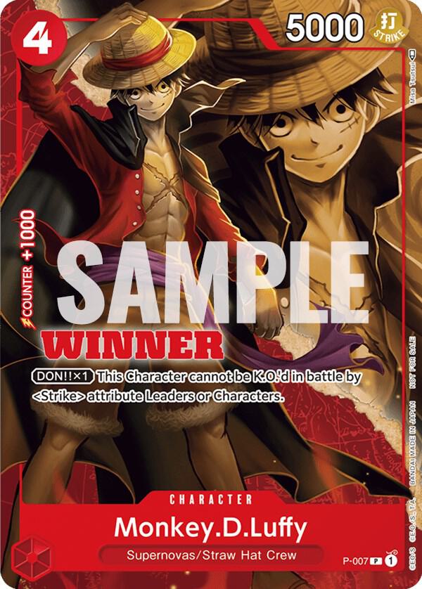 Monkey.D.Luffy (Winner Pack Vol. 1) P-007 card from One Piece Promotion Cards