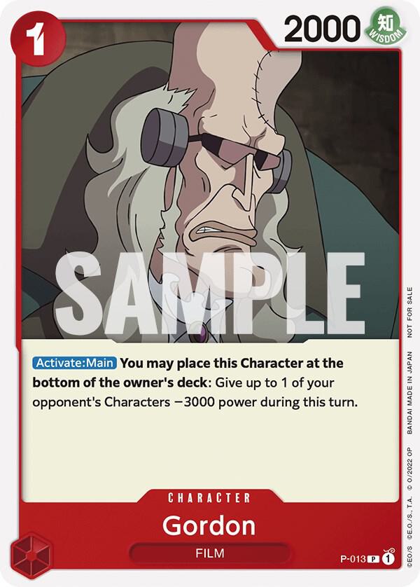 Gordon (One Piece Film Red) P-013 card from One Piece Promotion Cards
