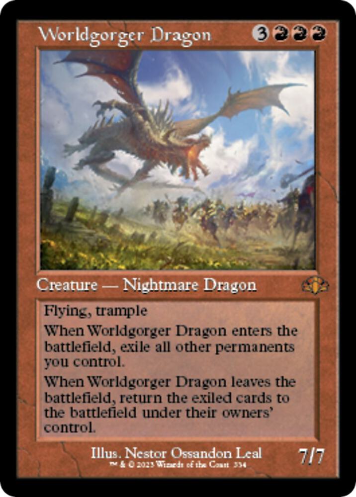 Worldgorger Dragon (Retro Frame) 334 card from Dominaria Remastered