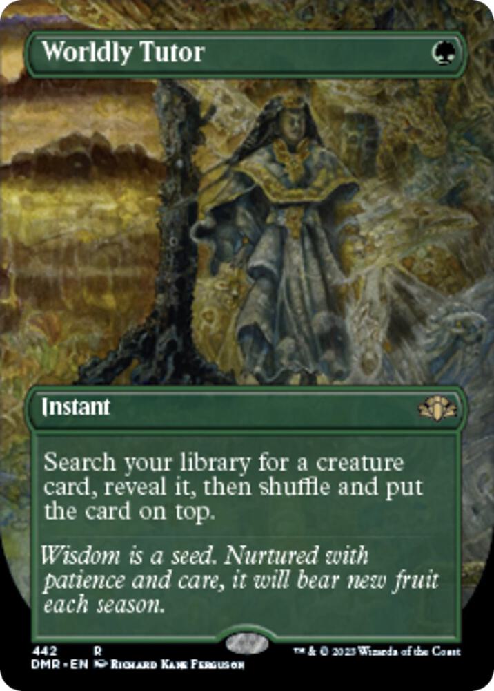 Worldly Tutor (Borderless) 442 card from Dominaria Remastered