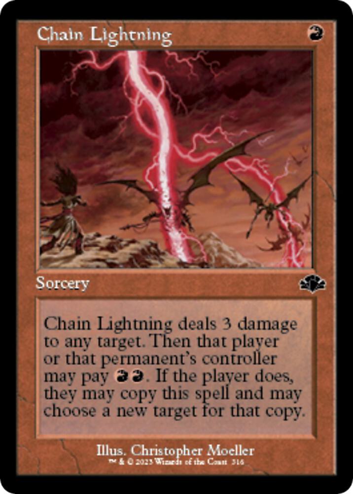 Chain Lightning (Retro Frame) 316 card from Dominaria Remastered