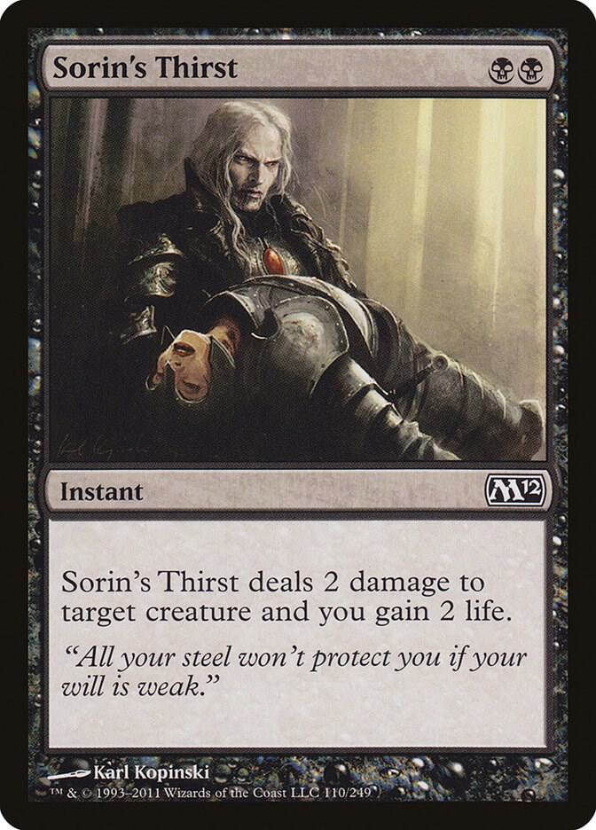 Sorin's Thirst 110 card from Magic 2012 (M12)