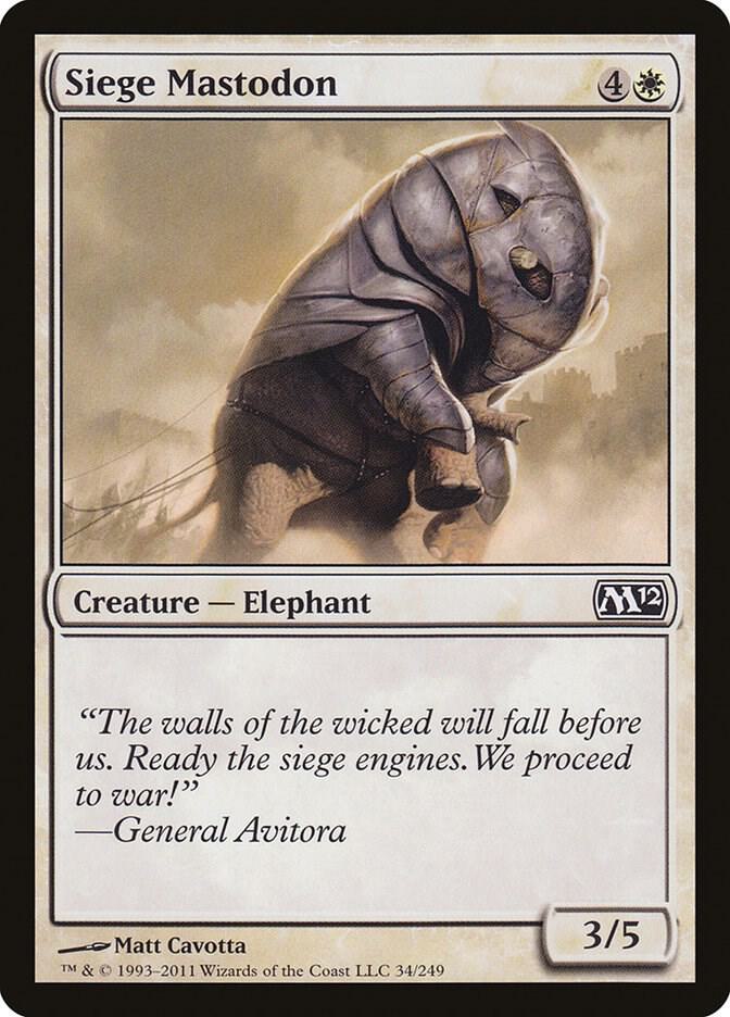 Siege Mastodon 34 card from Magic 2012 (M12)