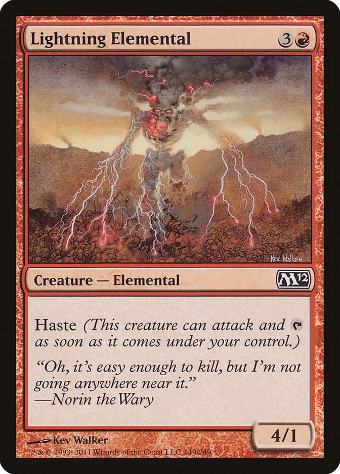 Lightning Elemental 149 card from Magic 2012 (M12)