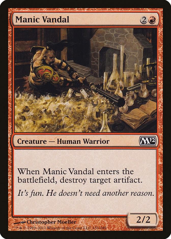 Manic Vandal 151 card from Magic 2012 (M12)