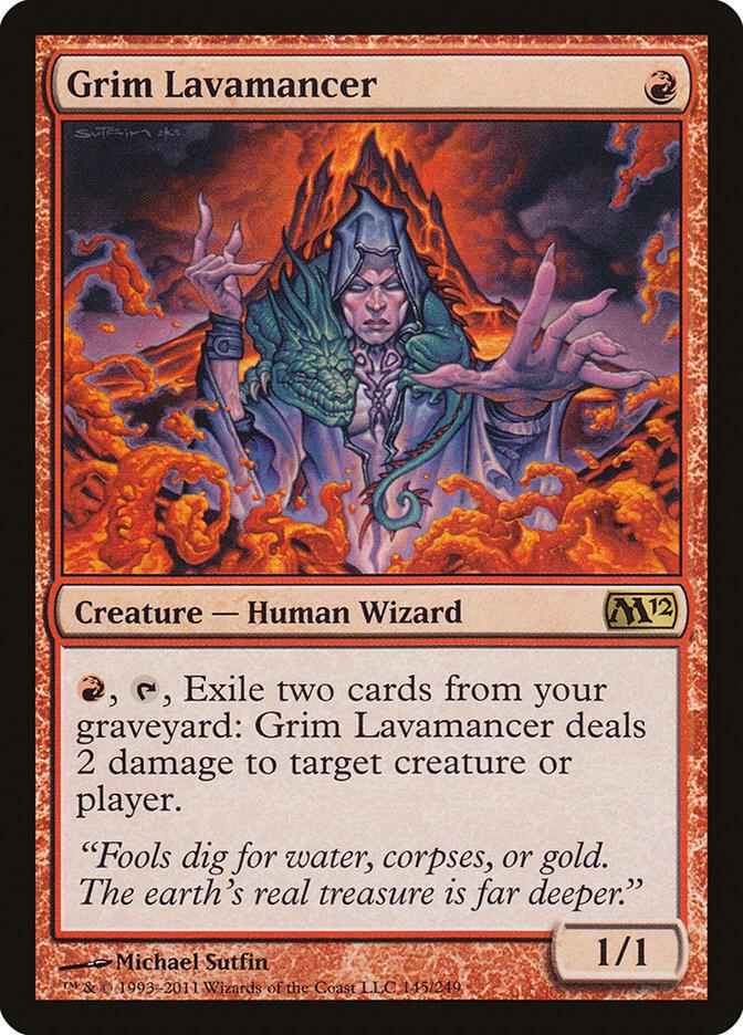 Grim Lavamancer 145 card from Magic 2012 (M12)