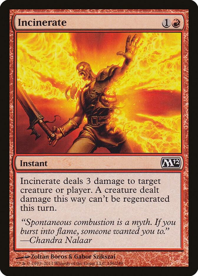 Incinerate 146 card from Magic 2012 (M12)