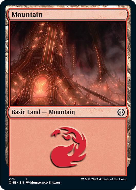 Mountain 275 card from Phyrexia: All Will Be One