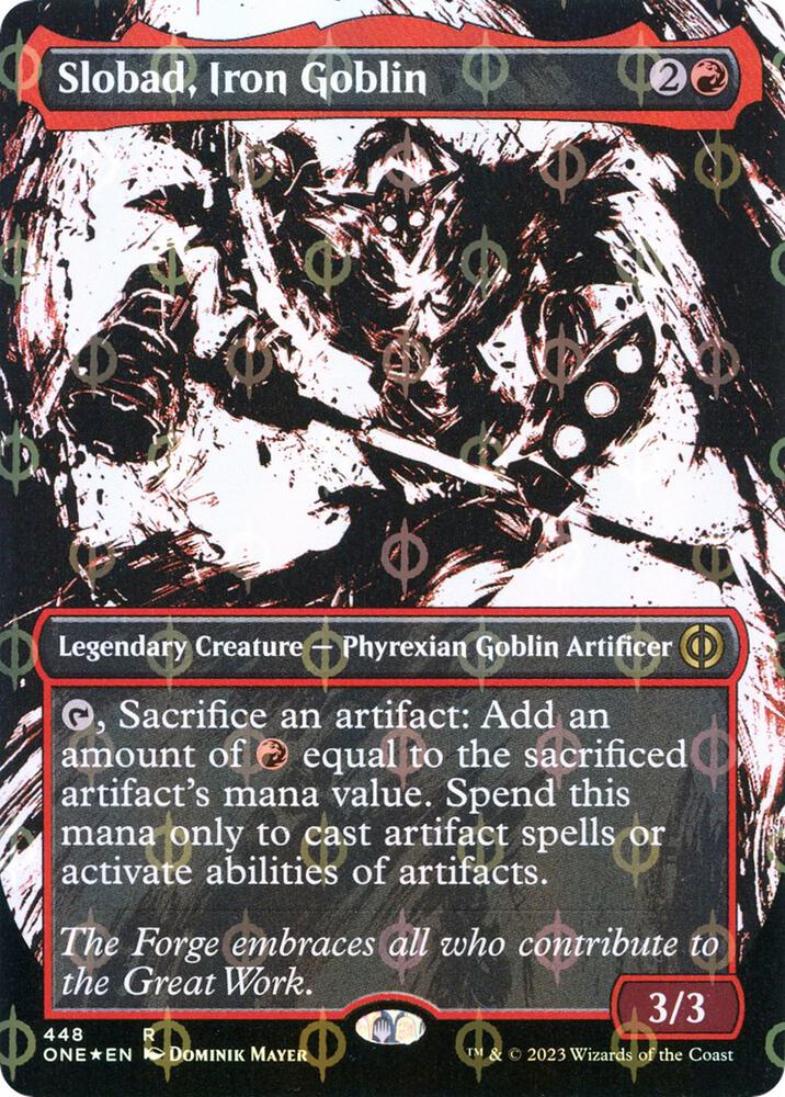 Slobad, Iron Goblin (Showcase) (Step-and-Compleat Foil) 448 card from Phyrexia: All Will Be One