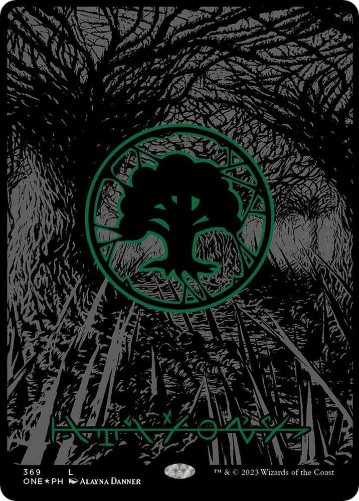 Forest (Phyrexian) - Full Art (Oil Slick Raised Foil) 369 card from Phyrexia: All Will Be One