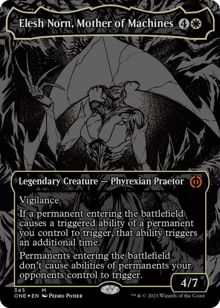 Elesh Norn, Mother of Machines (Oil Slick Raised Foil) 345 card from Phyrexia: All Will Be One