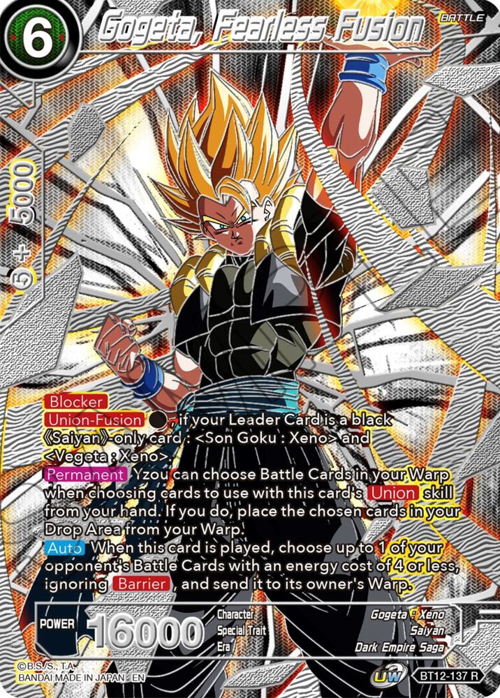 Gogeta, Fearless Fusion BT12-137 card from Collector's Selection Vol. 3