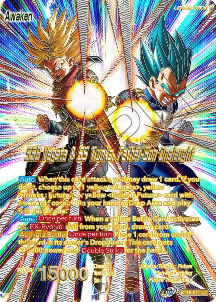 Trunks // SSB Vegeta & SS Trunks, Father-Son Onslaught BT16-071 card from Collector's Selection Vol. 3