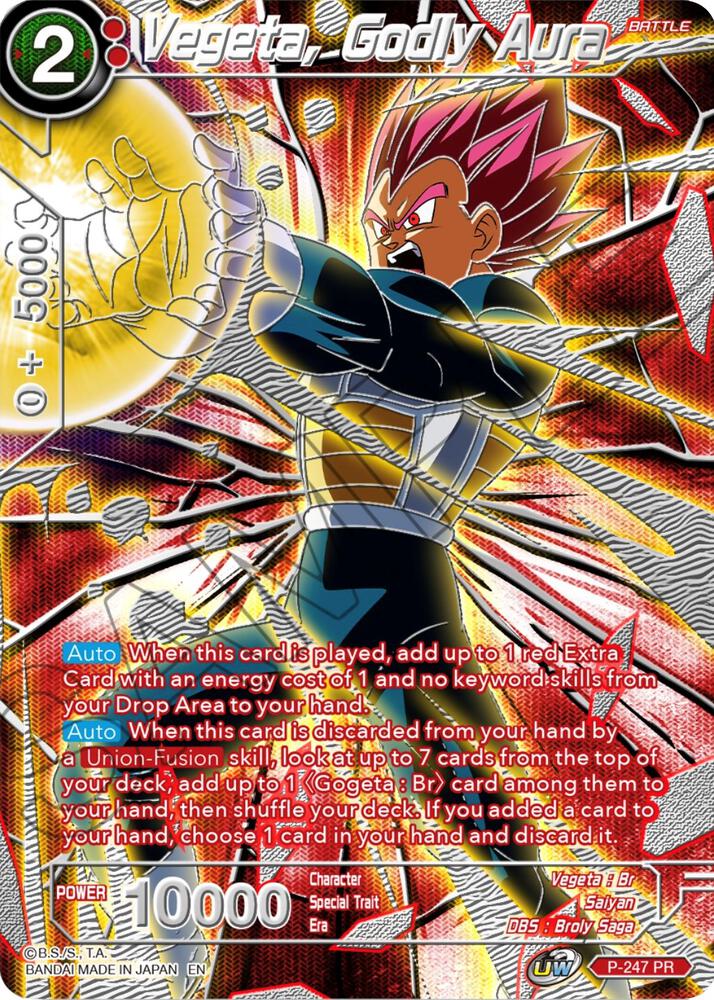 Vegeta, Godly Aura P-247 card from Collector's Selection Vol. 3