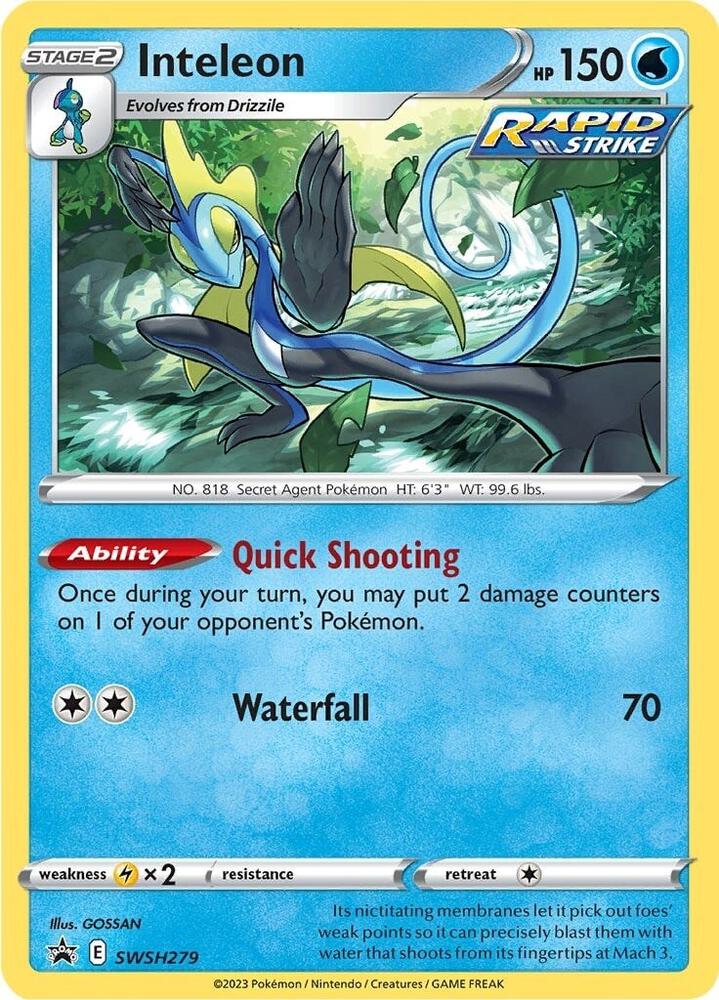 Inteleon SWSH279 card from SWSH: Sword & Shield Promo Cards