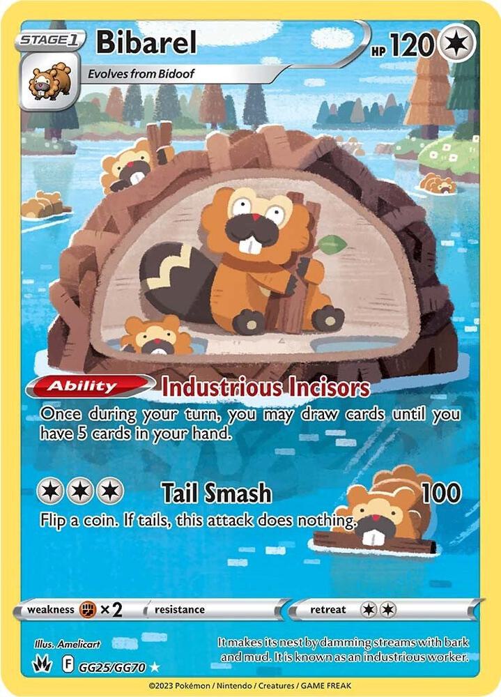 Bibarel GG25/GG70 card from Crown Zenith: Galarian Gallery