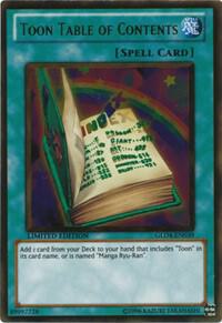 Toon Table of Contents GLD4-EN039 card from Gold Series 4: Pyramids Edition