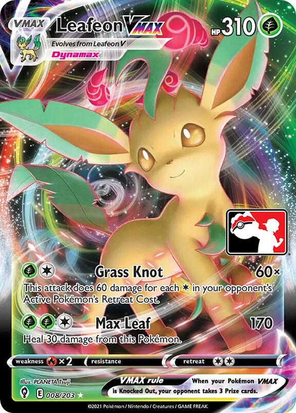 Leafeon VMAX 008/203 card from Prize Pack Series Cards