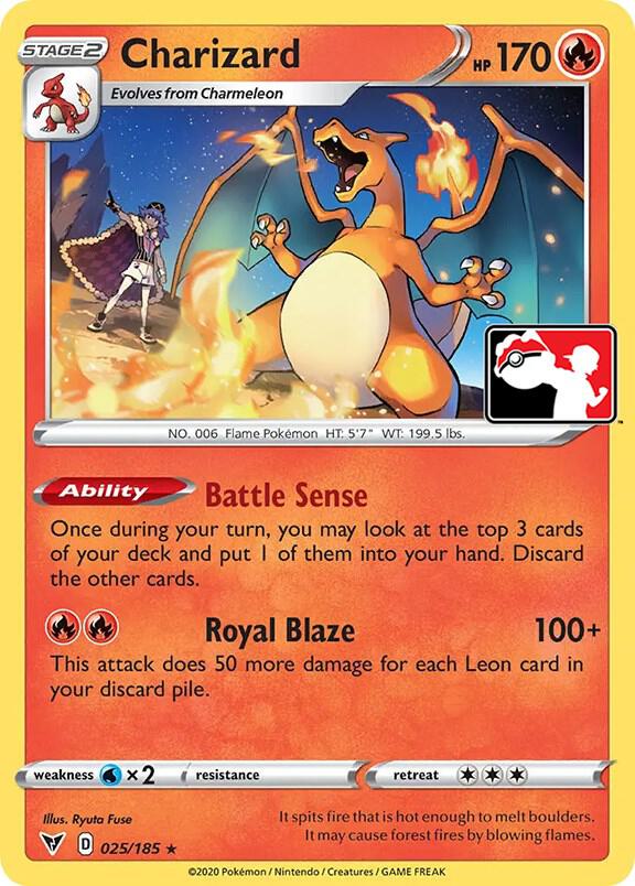 Charizard 025/185 card from Prize Pack Series Cards