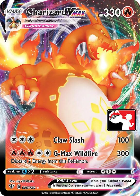 Charizard VMAX 020/189 card from Prize Pack Series Cards