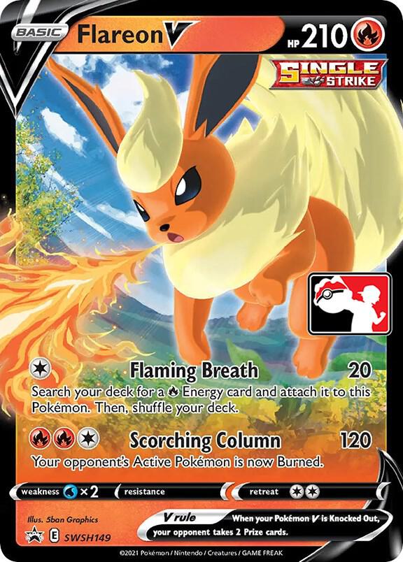 Flareon V SWSH149 card from Prize Pack Series Cards