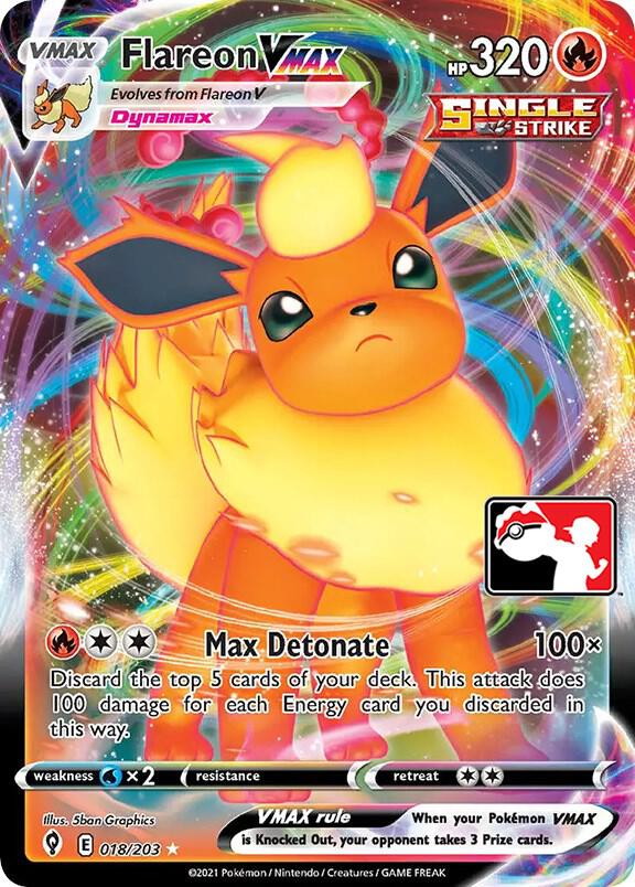 Flareon VMAX 018/203 card from Prize Pack Series Cards