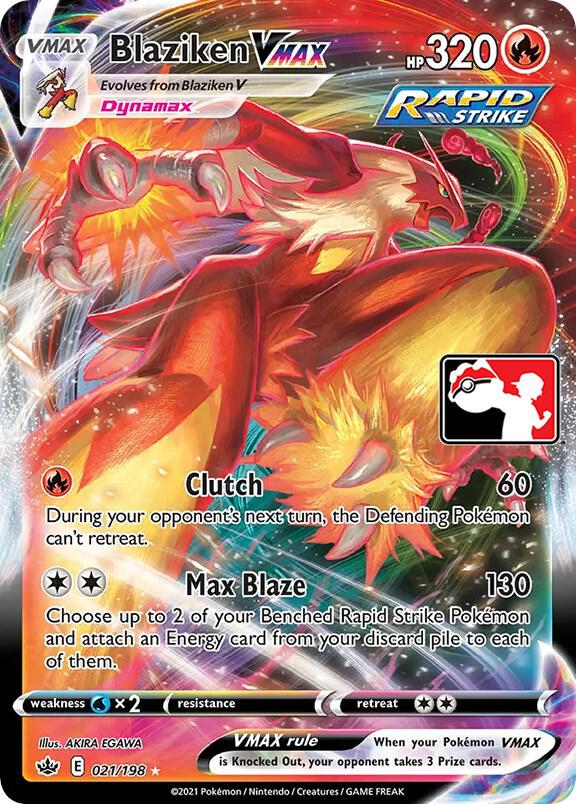 Blaziken VMAX 021/198 card from Prize Pack Series Cards