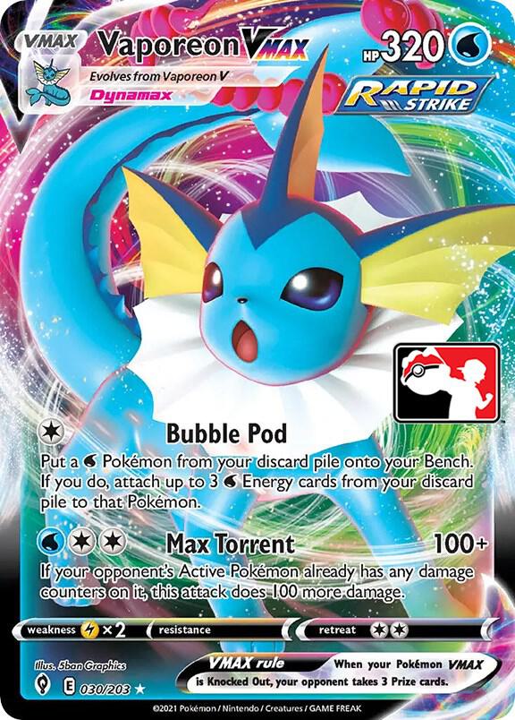 Vaporeon VMAX 030/203 card from Prize Pack Series Cards