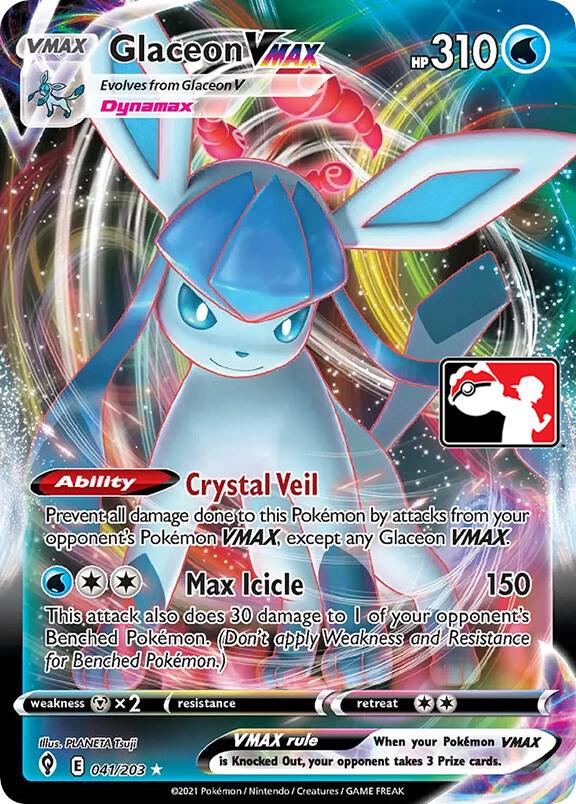 Glaceon VMAX 041/203 card from Prize Pack Series Cards