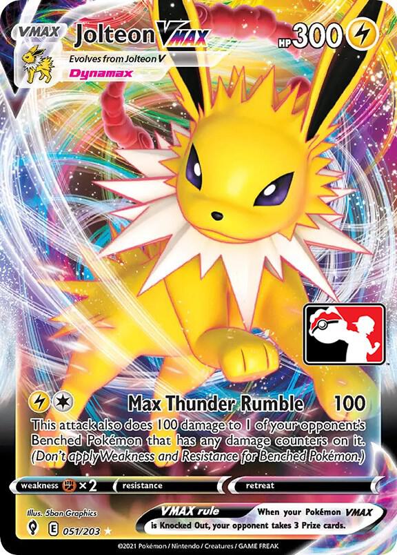 Jolteon VMAX 051/203 card from Prize Pack Series Cards