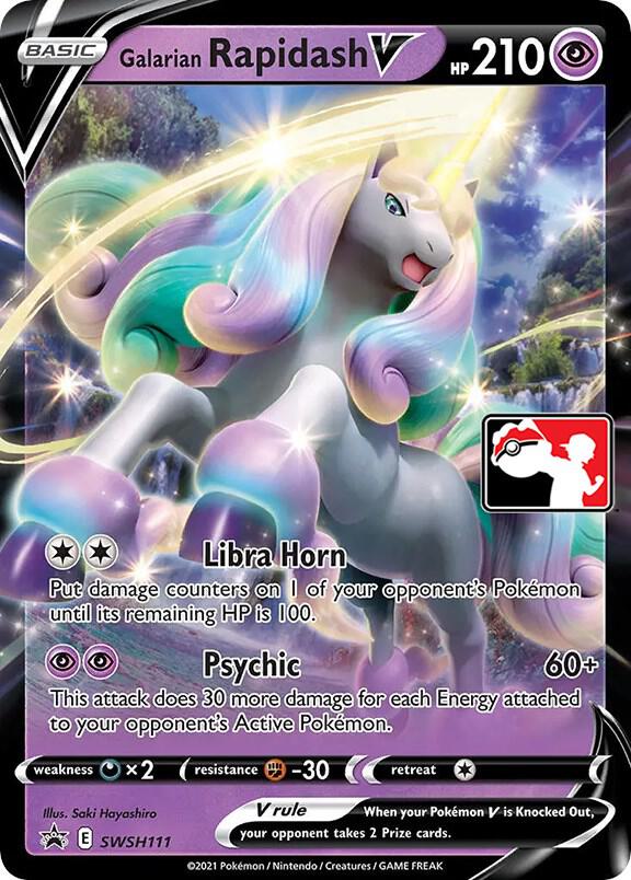 Galarian Rapidash V SWSH111 card from Prize Pack Series Cards