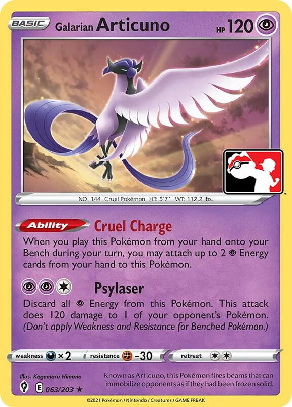Galarian Articuno 063/203 card from Prize Pack Series Cards