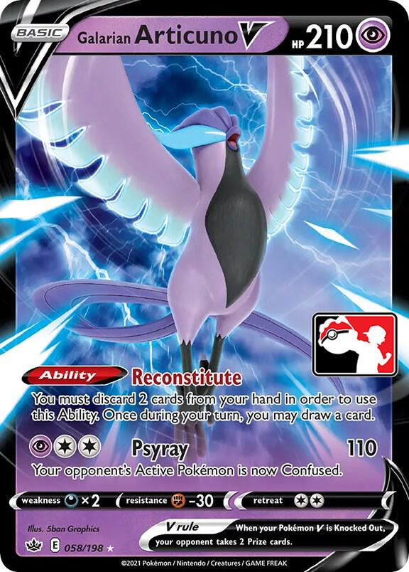 Galarian Articuno V 058/198 card from Prize Pack Series Cards