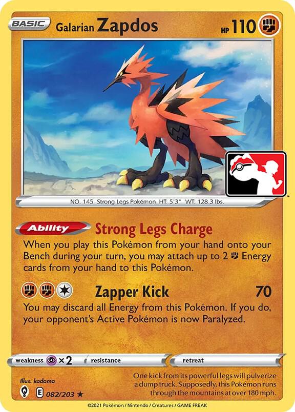 Galarian Zapdos 082/203 card from Prize Pack Series Cards