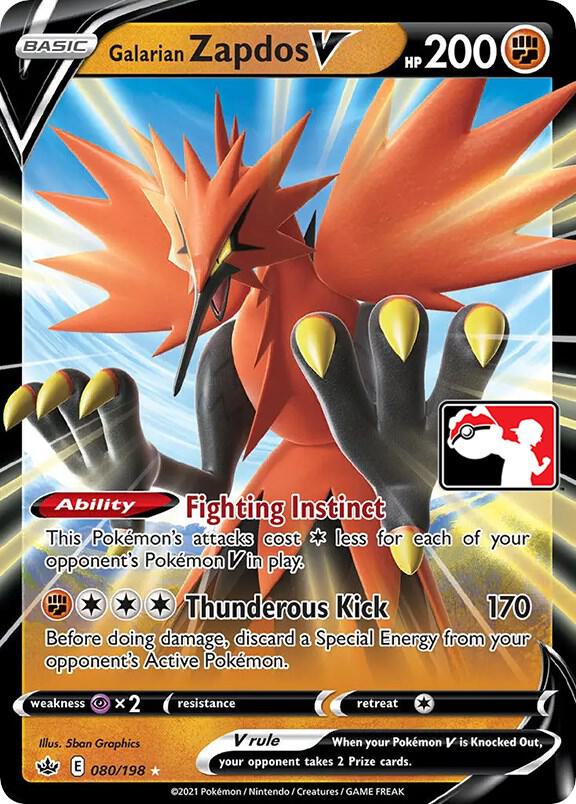 Galarian Zapdos V 080/198 card from Prize Pack Series Cards