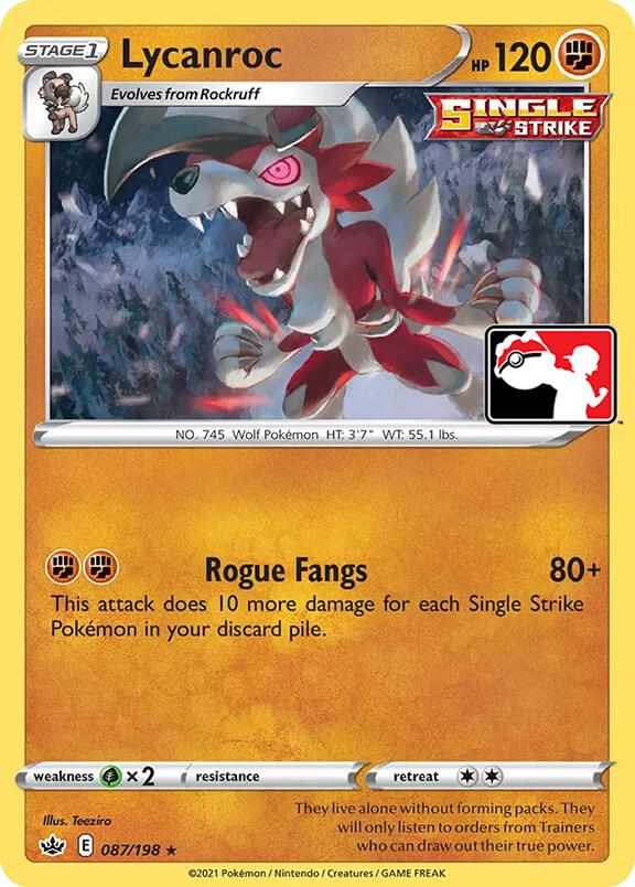 Lycanroc 087/198 card from Prize Pack Series Cards