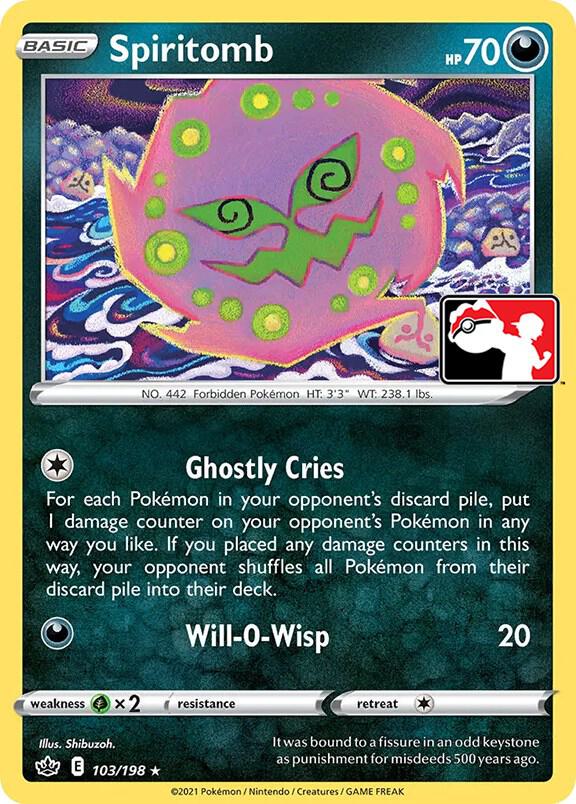 Spiritomb 103/198 card from Prize Pack Series Cards