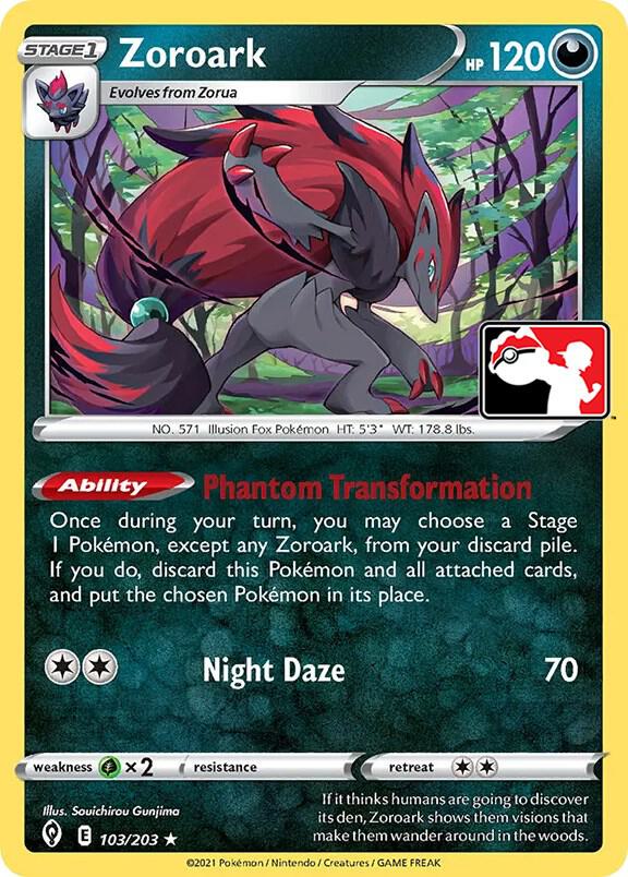 Zoroark 103/203 card from Prize Pack Series Cards