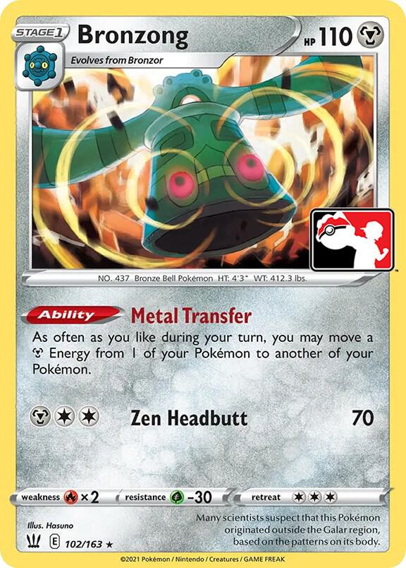 Bronzong 102/163 card from Prize Pack Series Cards