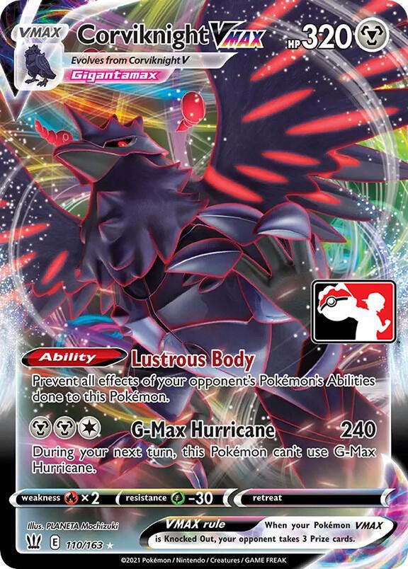 Corviknight VMAX 110/163 card from Prize Pack Series Cards