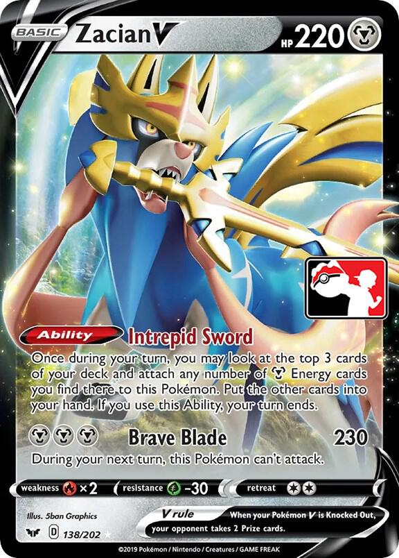 Zacian V 138/202 card from Prize Pack Series Cards