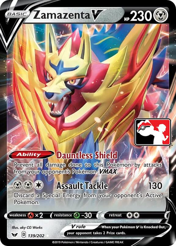 Zamazenta V 139/202 card from Prize Pack Series Cards